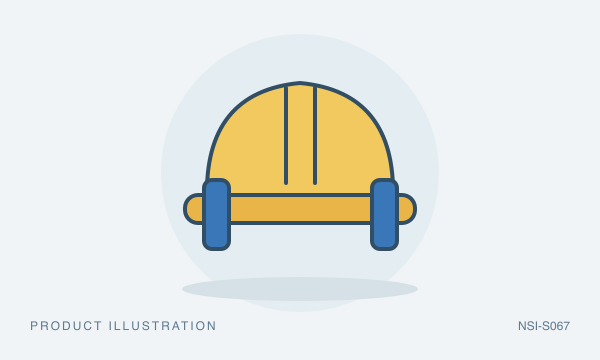 Illustration of Hard Hat with Earmuff Combo