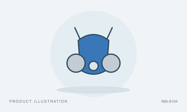 Illustration of Full-Face Respirator, Dual Cartridge